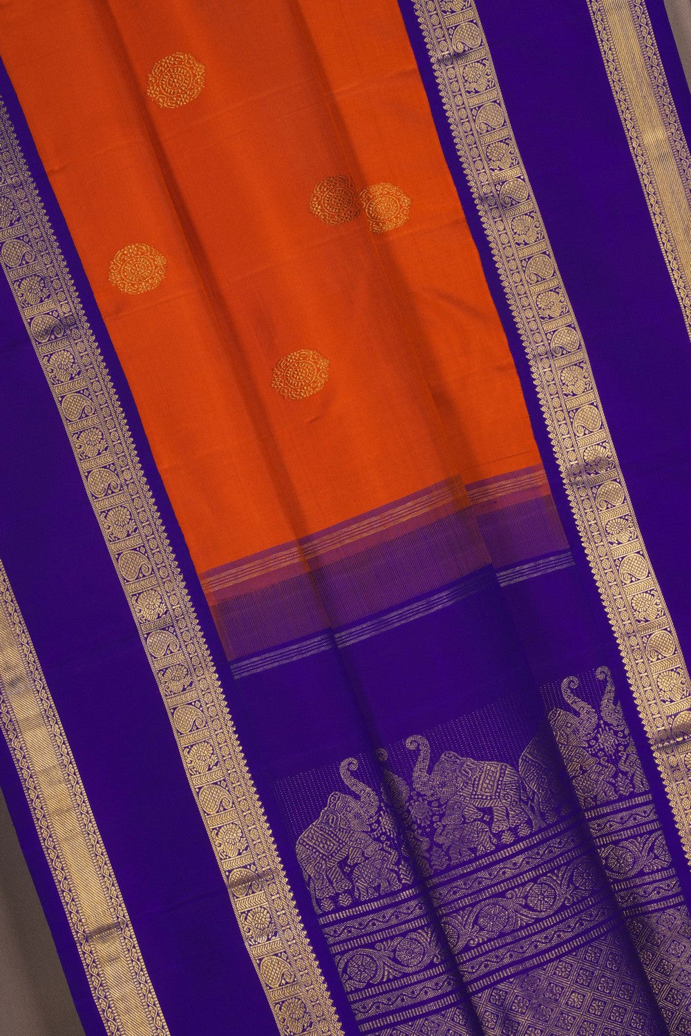 Image of Kanjivaram Silk Orange Saree