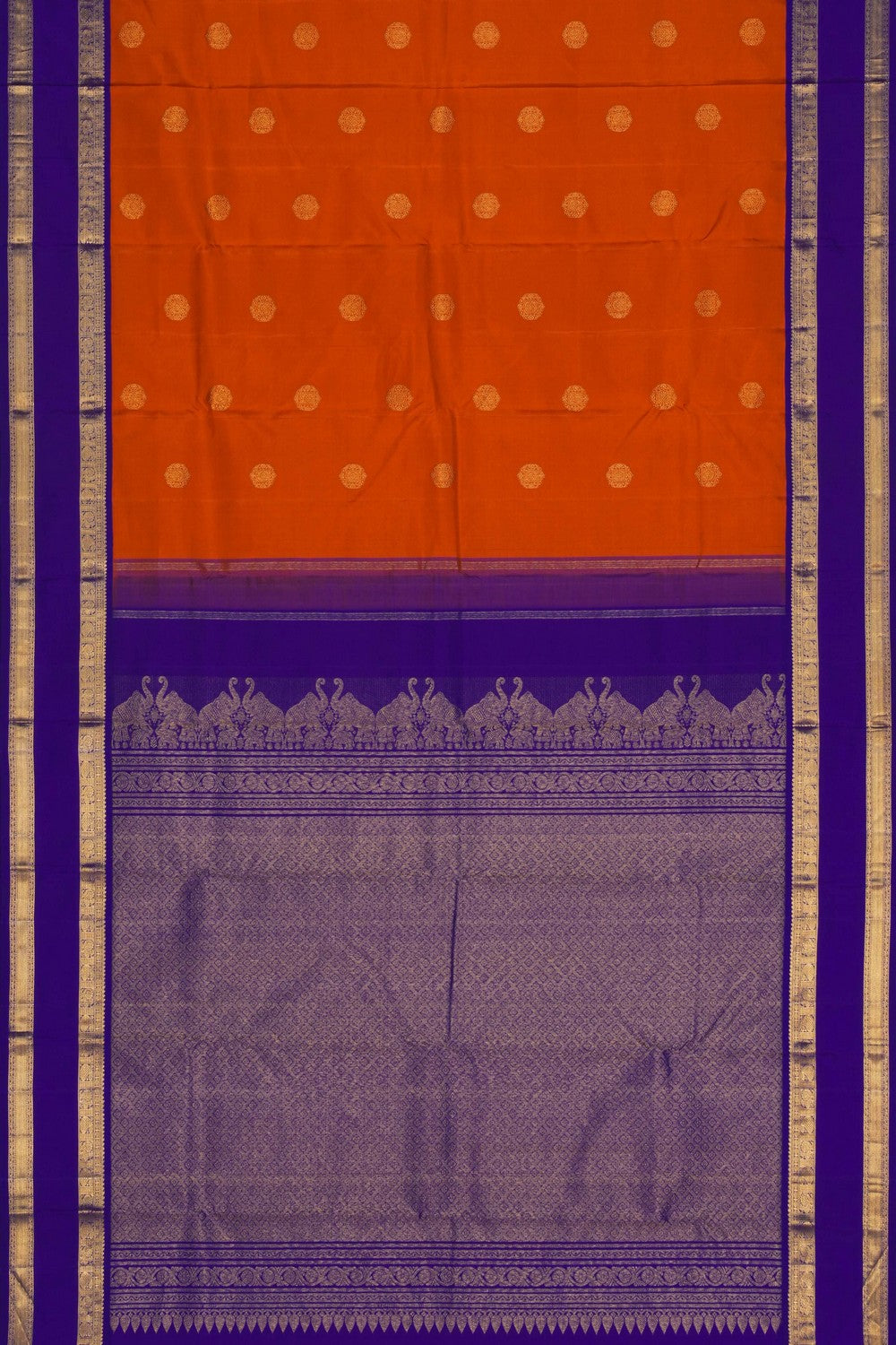 Image of Kanjivaram Silk Orange Saree