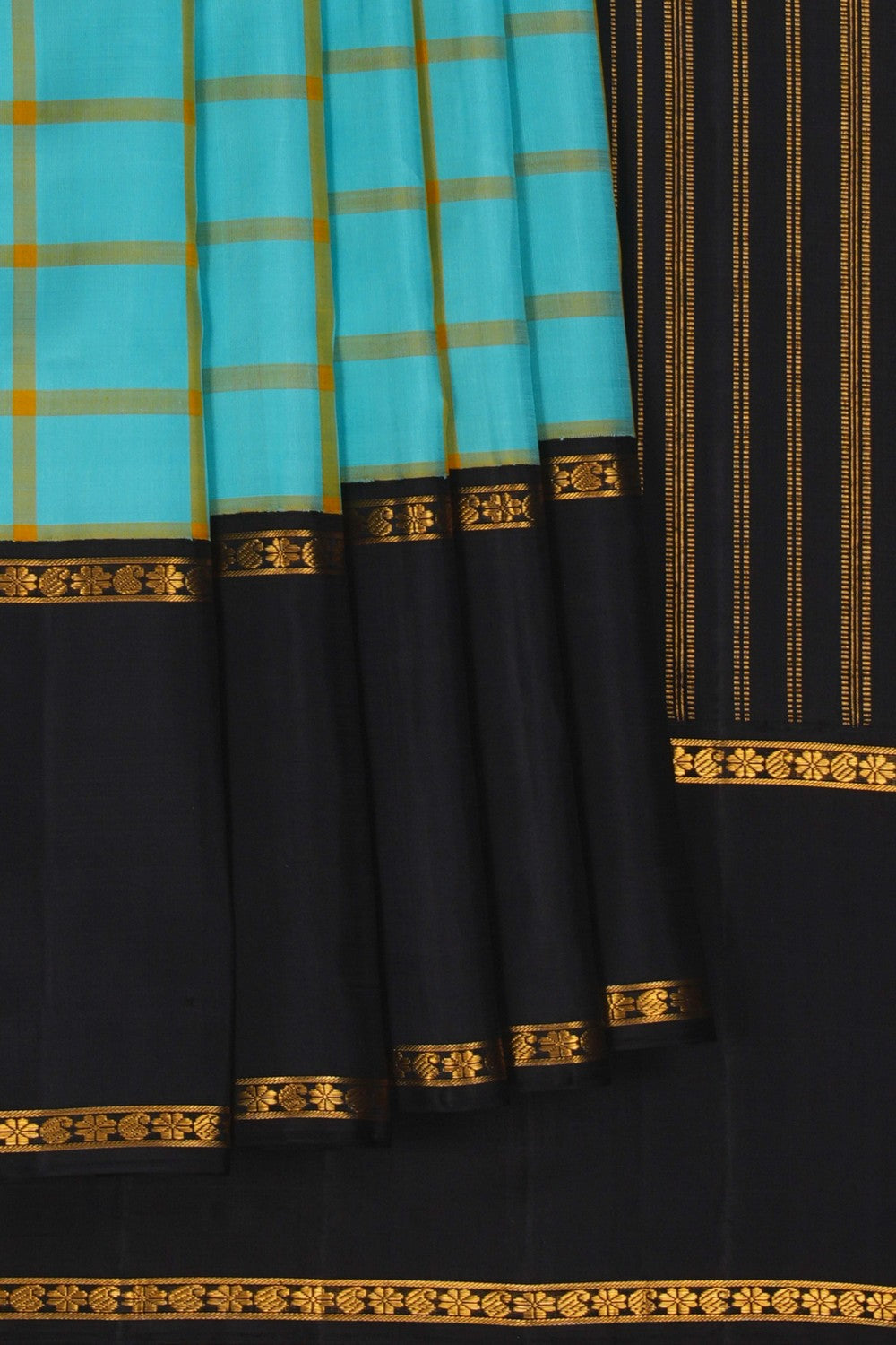 Image of Kanjivaram Silk Kattam Pattern Saree