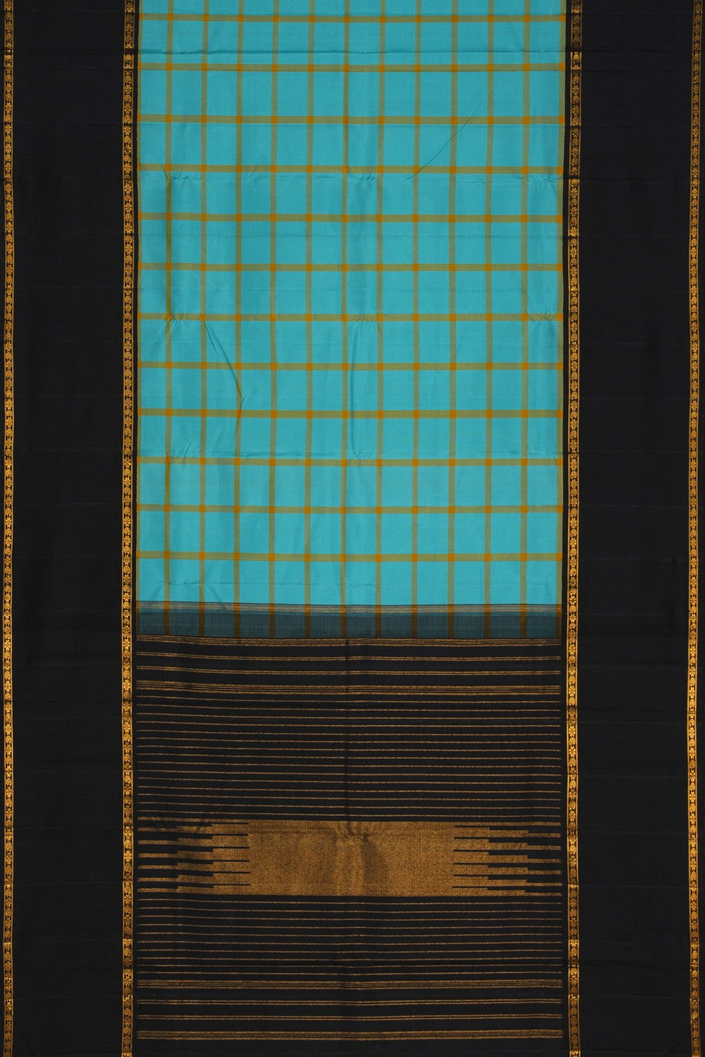 Image of Kanjivaram Silk Kattam Pattern Saree