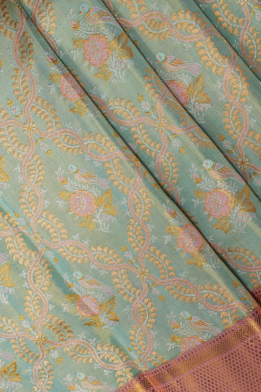 Image of Kanjivaram Silk Brocade Sea Green Saree