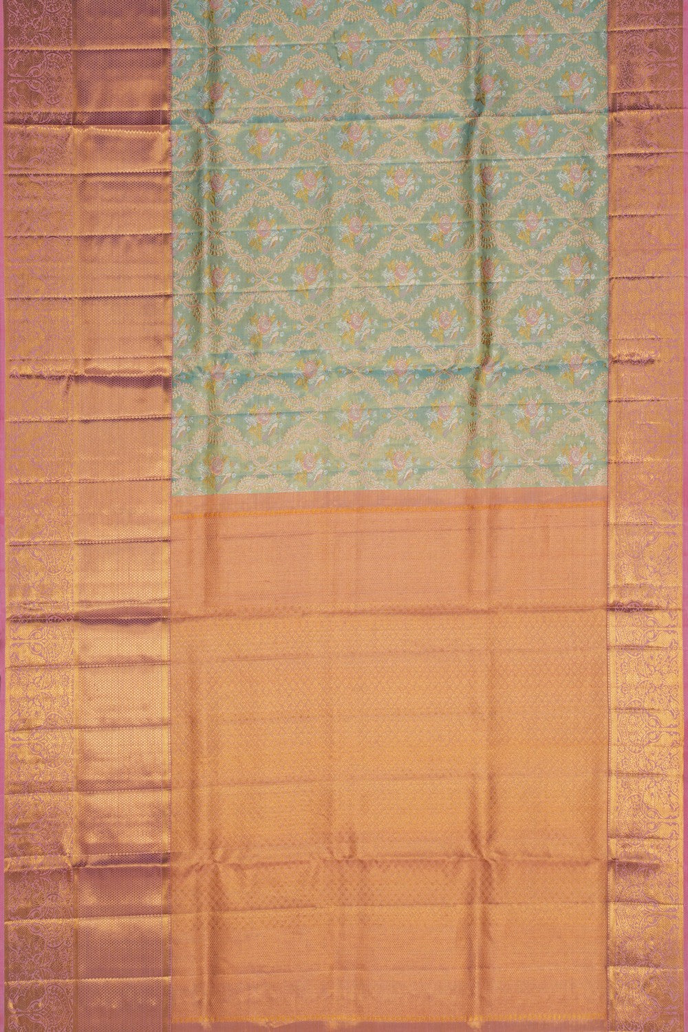Image of Kanjivaram Silk Brocade Sea Green Saree