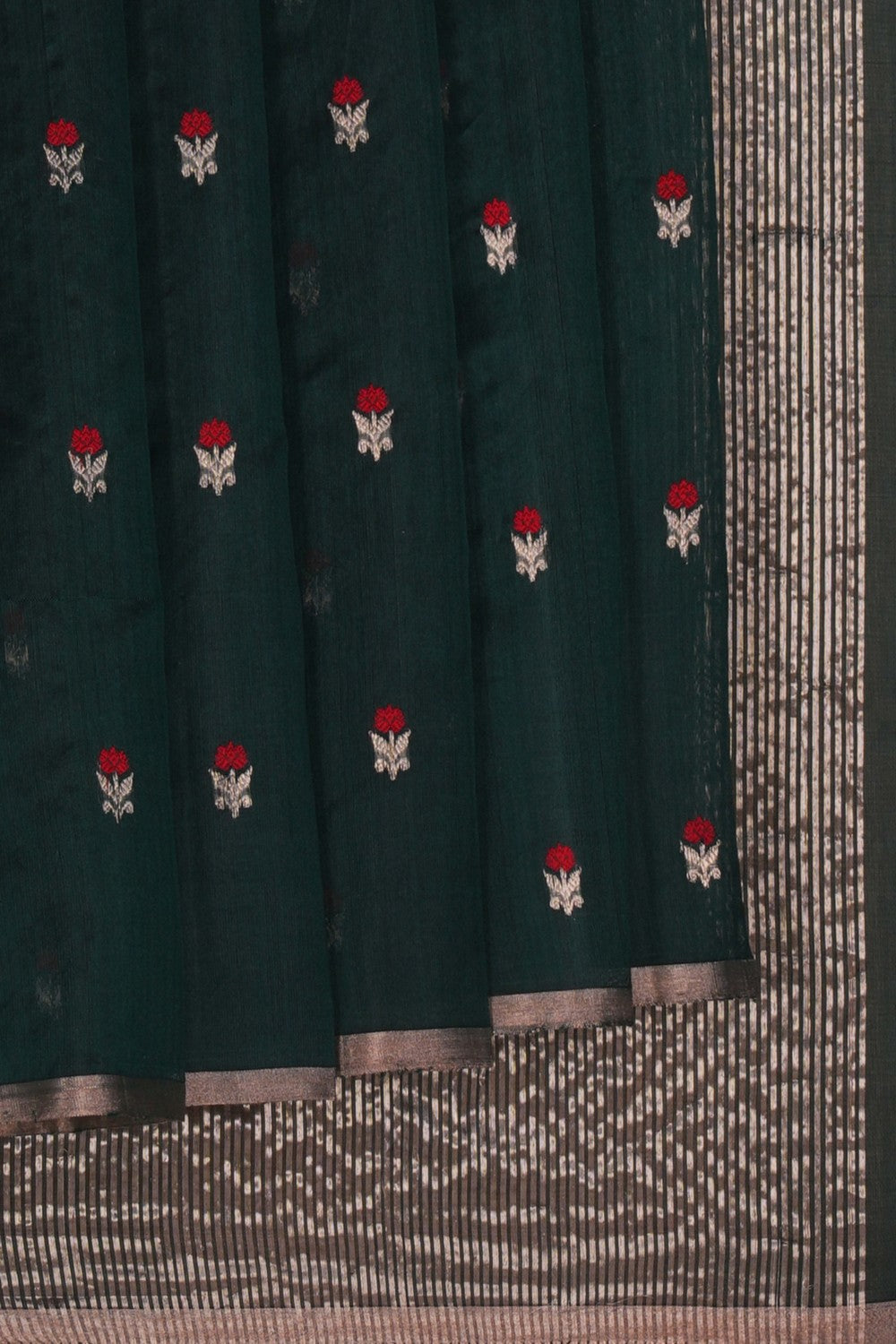 Image of Chanderi Silk Bottle Green Saree