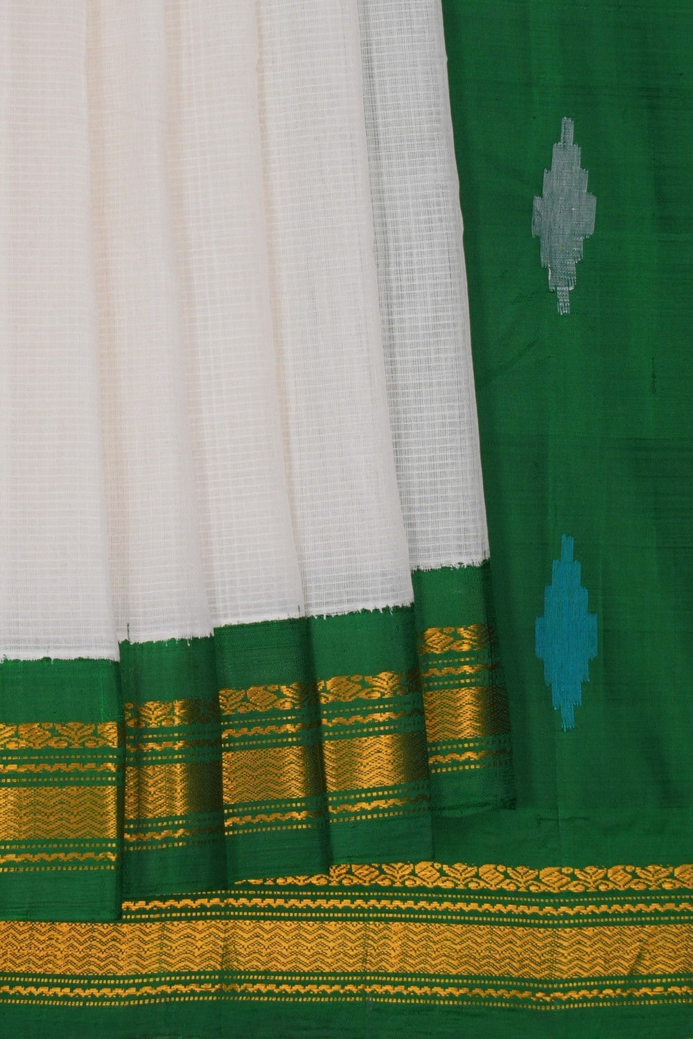 Image of Gadwal Cotton White Saree