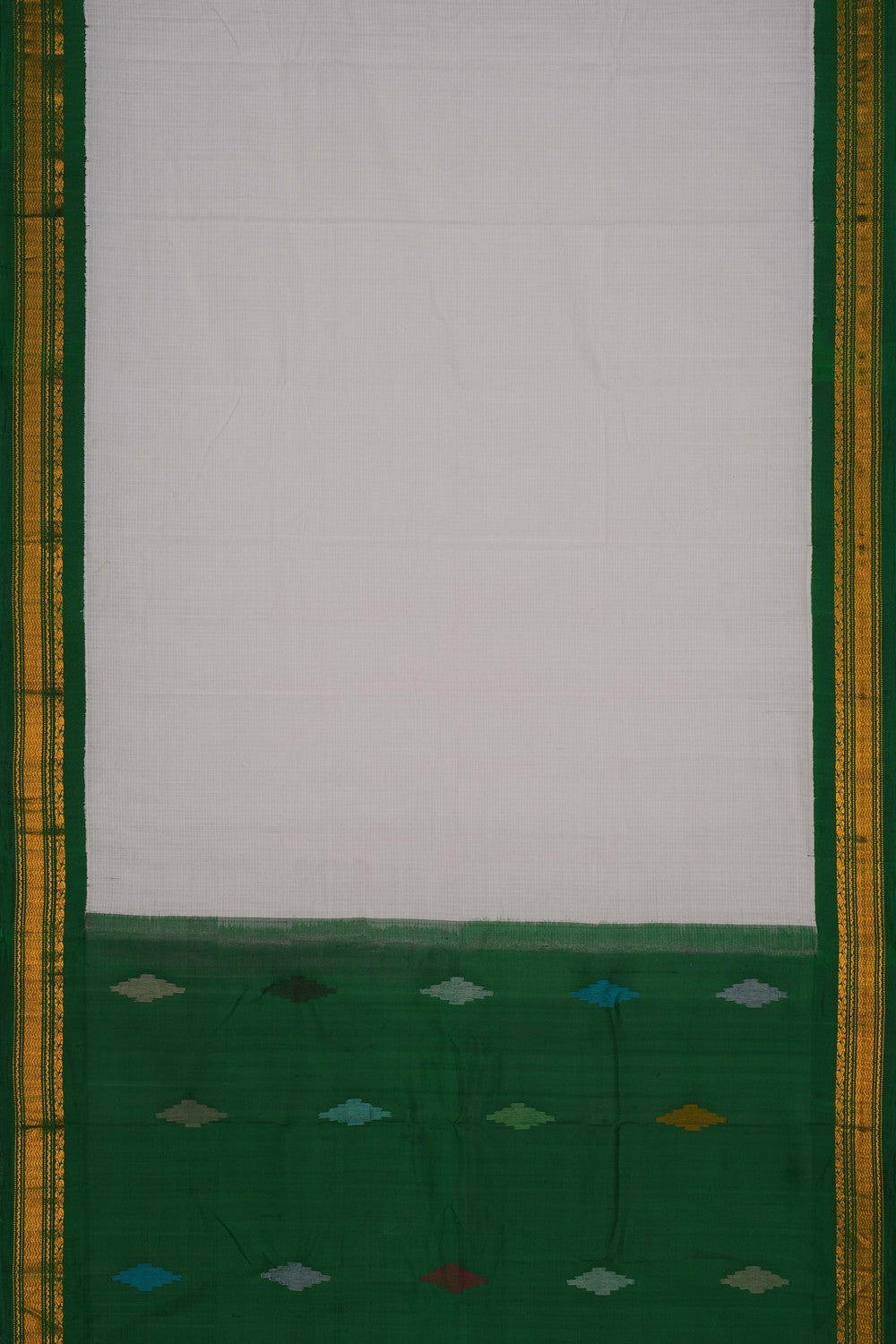Image of Gadwal Cotton White Saree