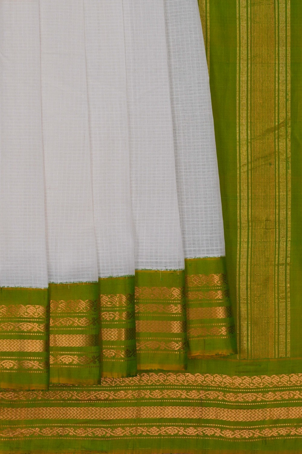 Image of Gadwal Cotton White Saree