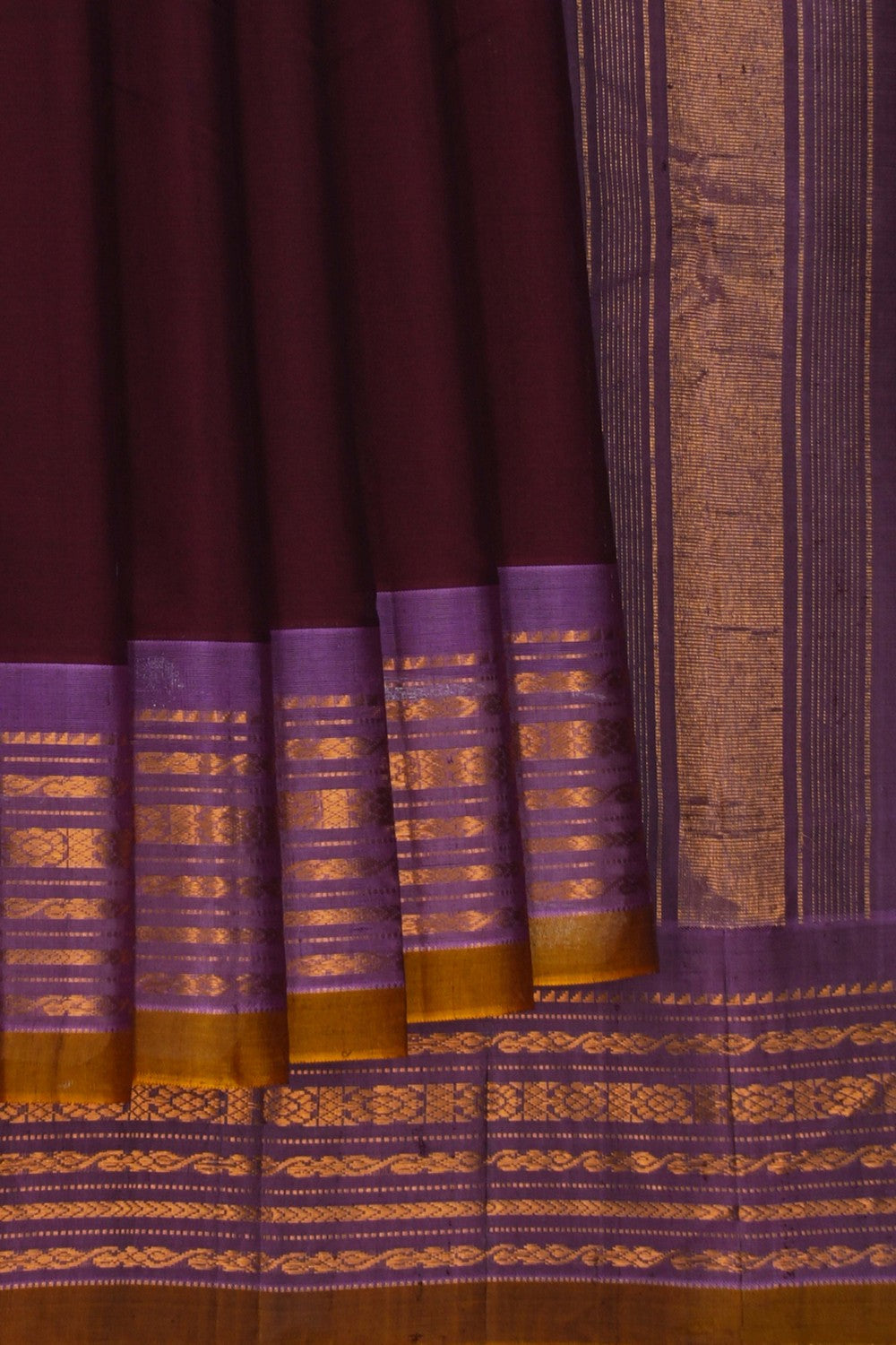 Image of Gadwal Cotton Maroon Saree