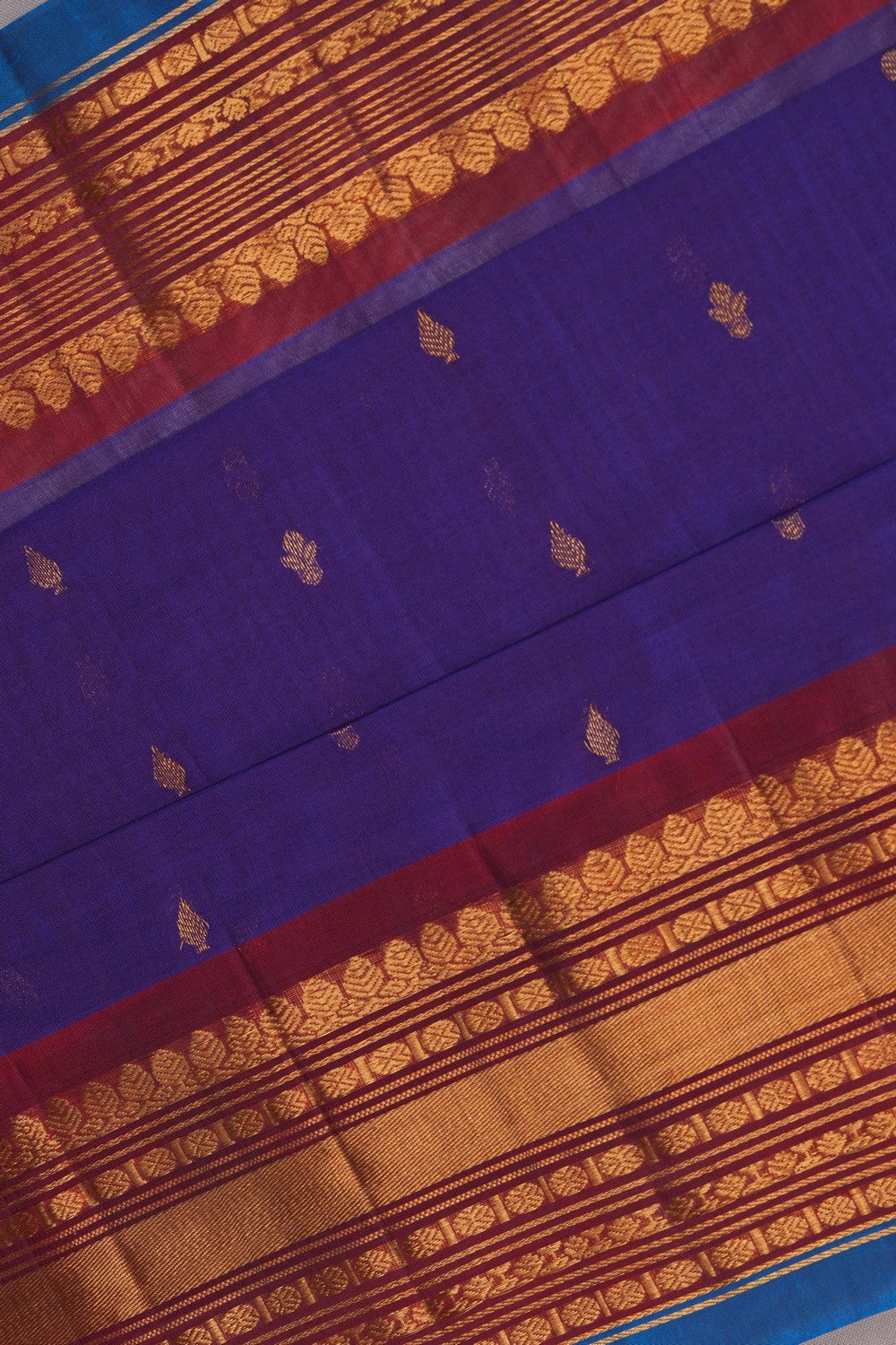 Image of Gadwal Silk Cotton Purple Saree