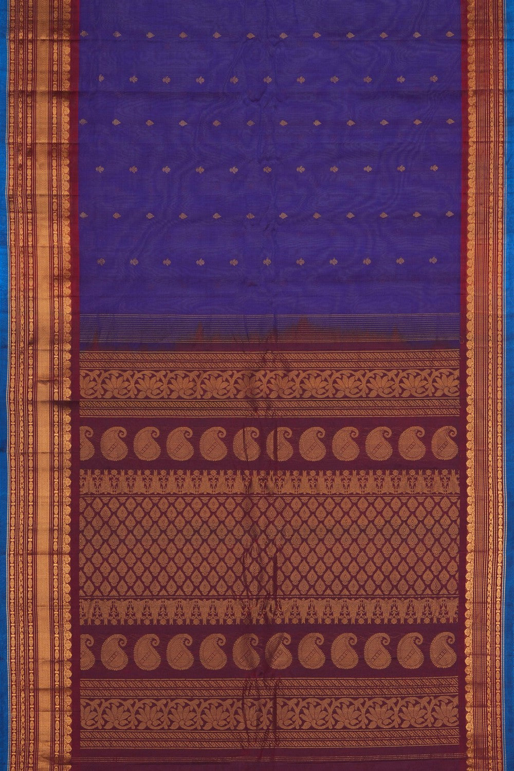 Image of Gadwal Silk Cotton Purple Saree