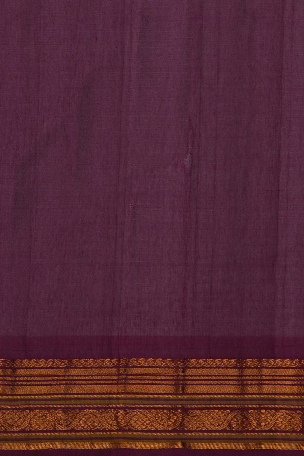 Image of Gadwal Silk Cotton Brown Saree