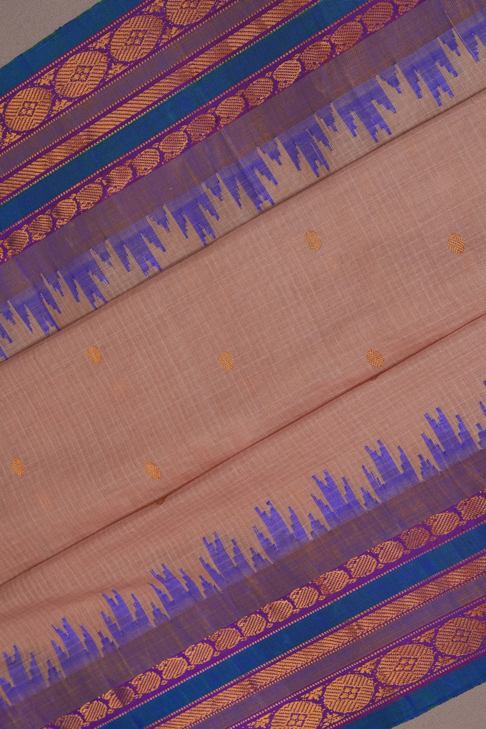 Image of Gadwal Silk Cotton Beige Saree
