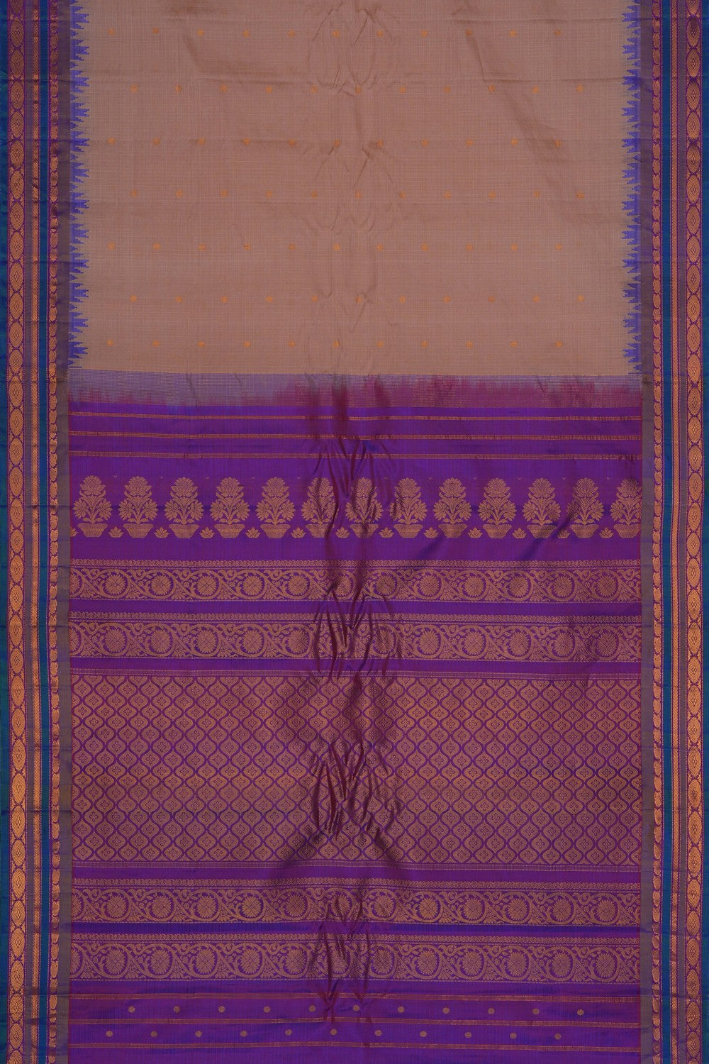 Image of Gadwal Silk Cotton Beige Saree