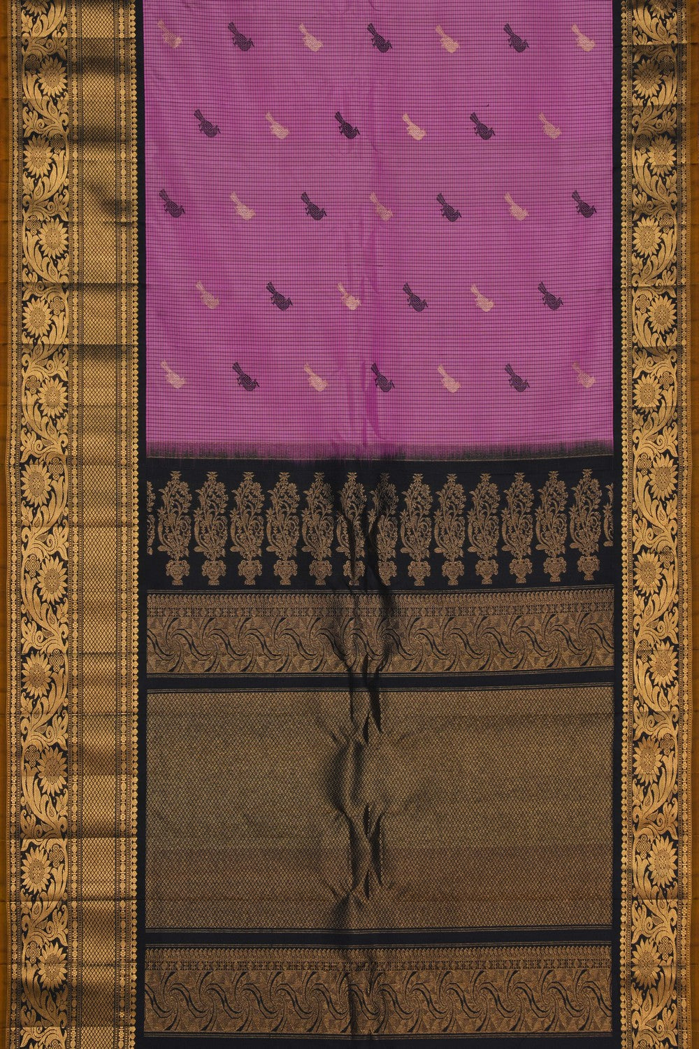 Image of Gadwal Silk Kattam Purple Saree