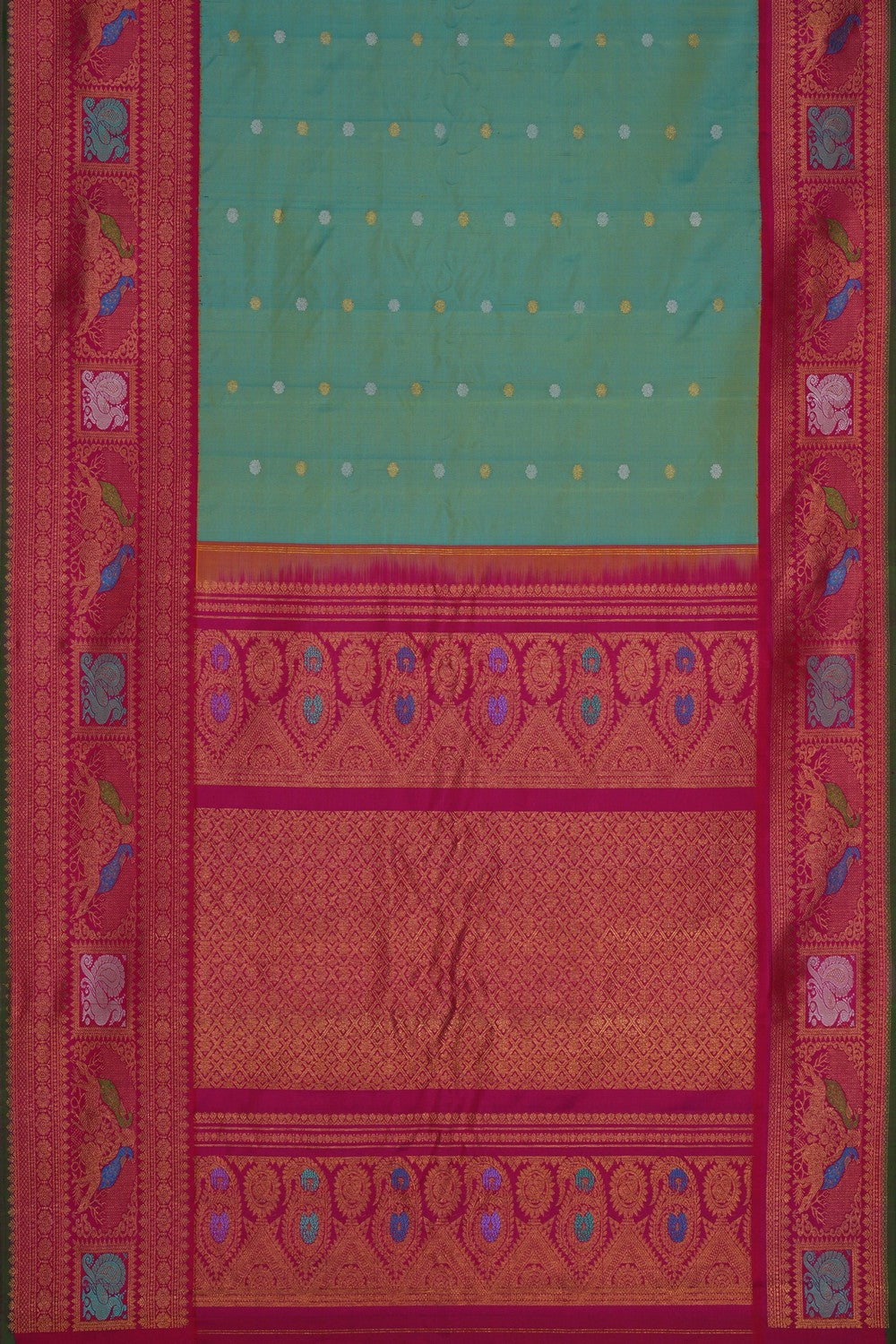 Image of Gadwal Silk Sea Green Saree