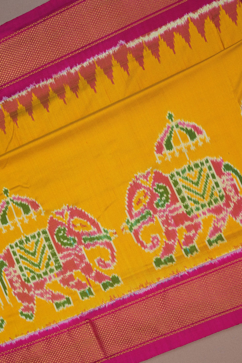 Image of Pochampally Ikat Silk Yellow Saree