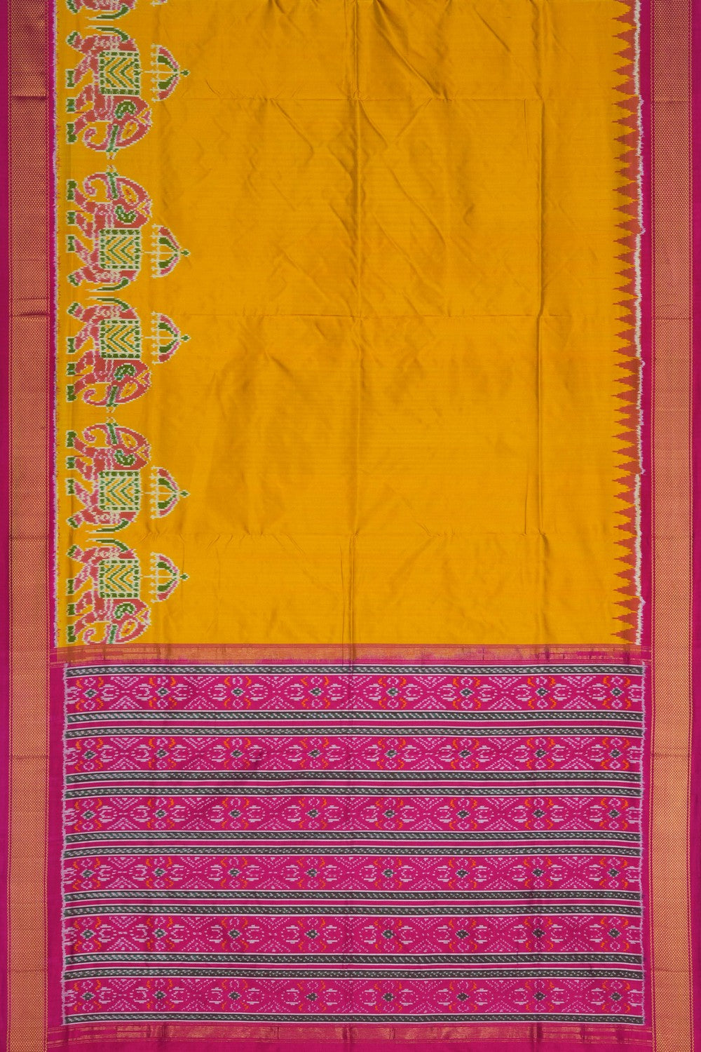 Image of Pochampally Ikat Silk Yellow Saree