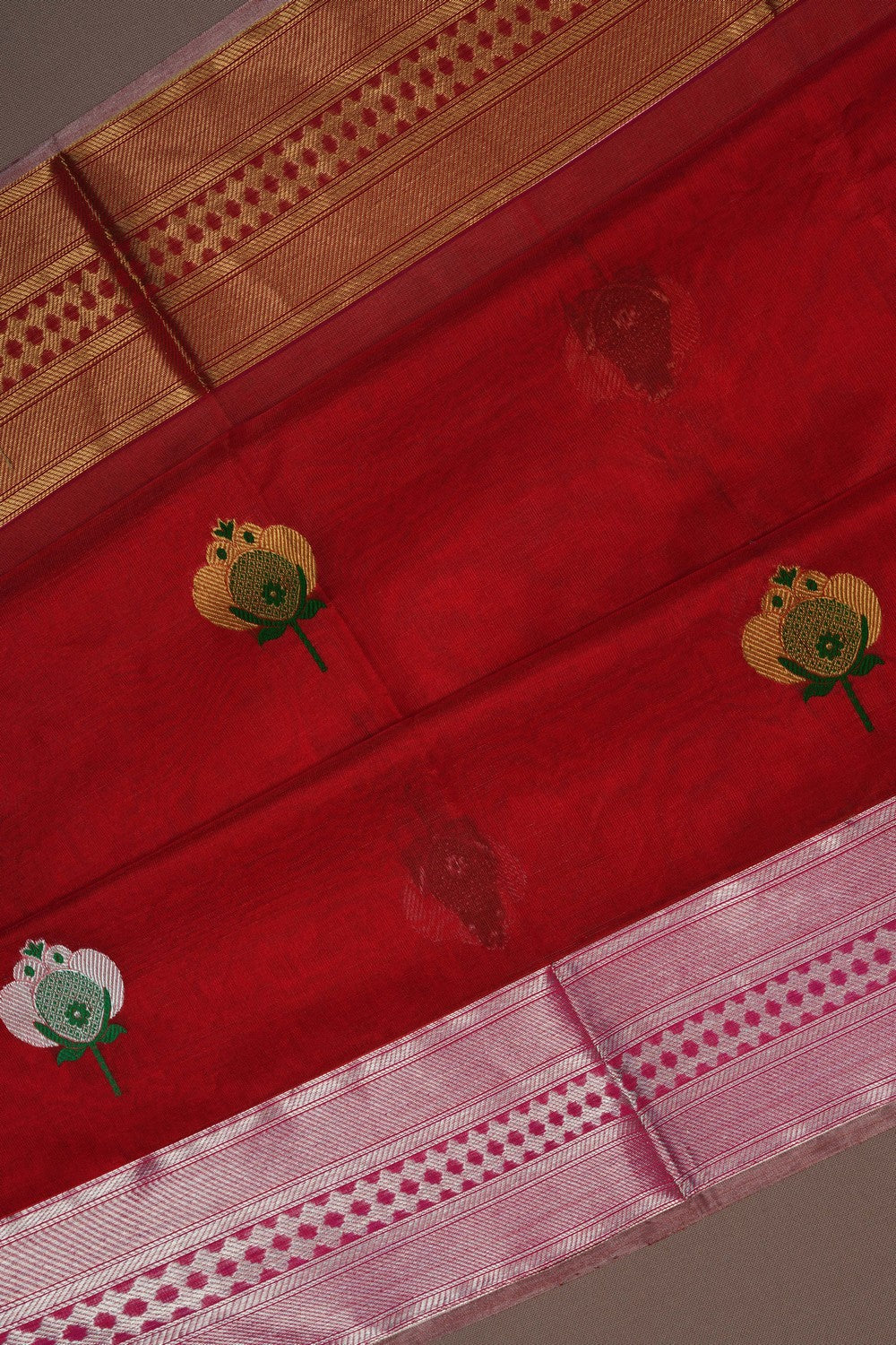 Image of Chanderi Silk Red Saree
