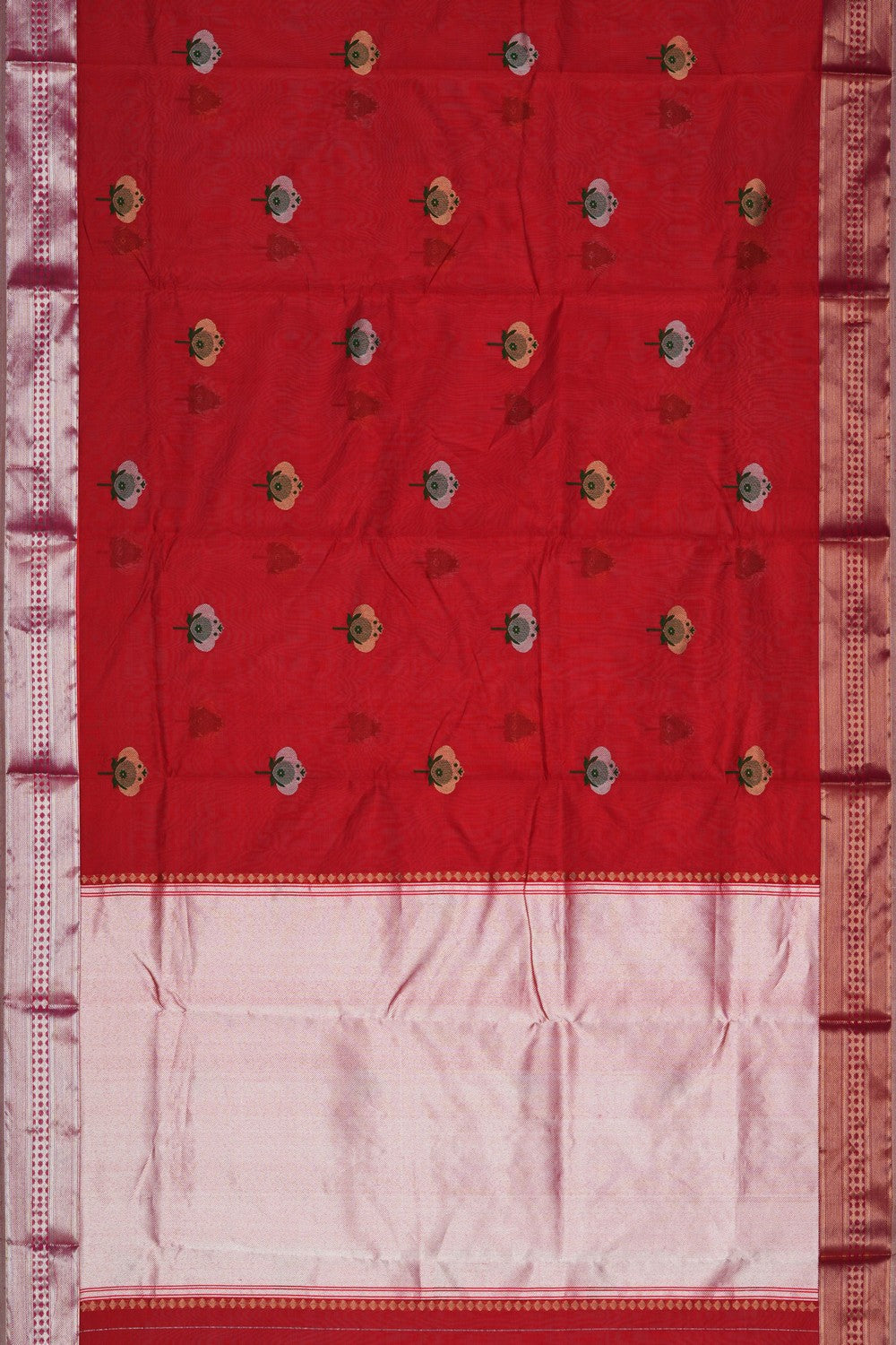 Image of Chanderi Silk Red Saree