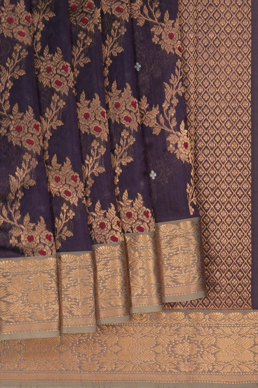 Image of Chanderi Silk Brocade Purple Saree
