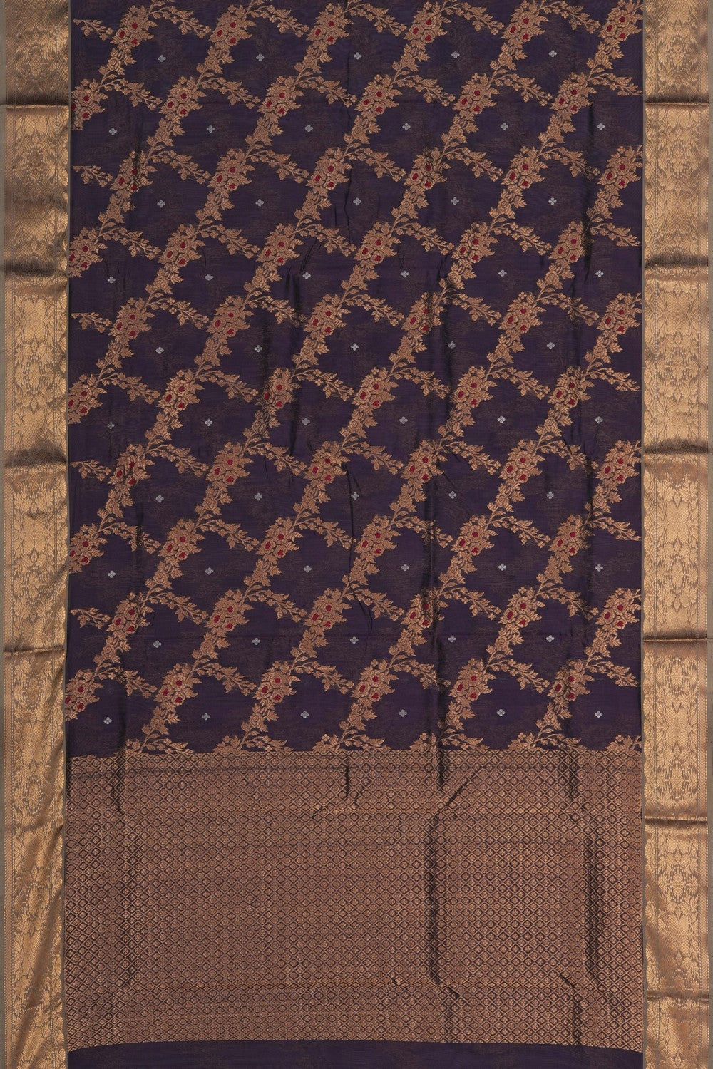 Image of Chanderi Silk Brocade Purple Saree