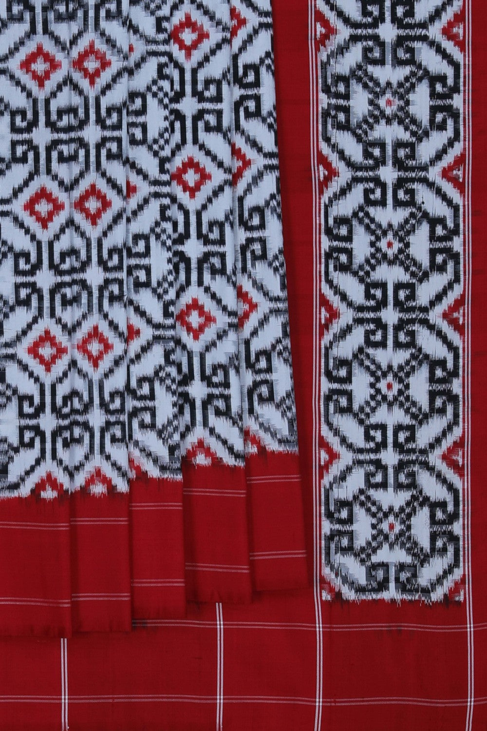 Image of Pochampally Ikat Silk White Saree