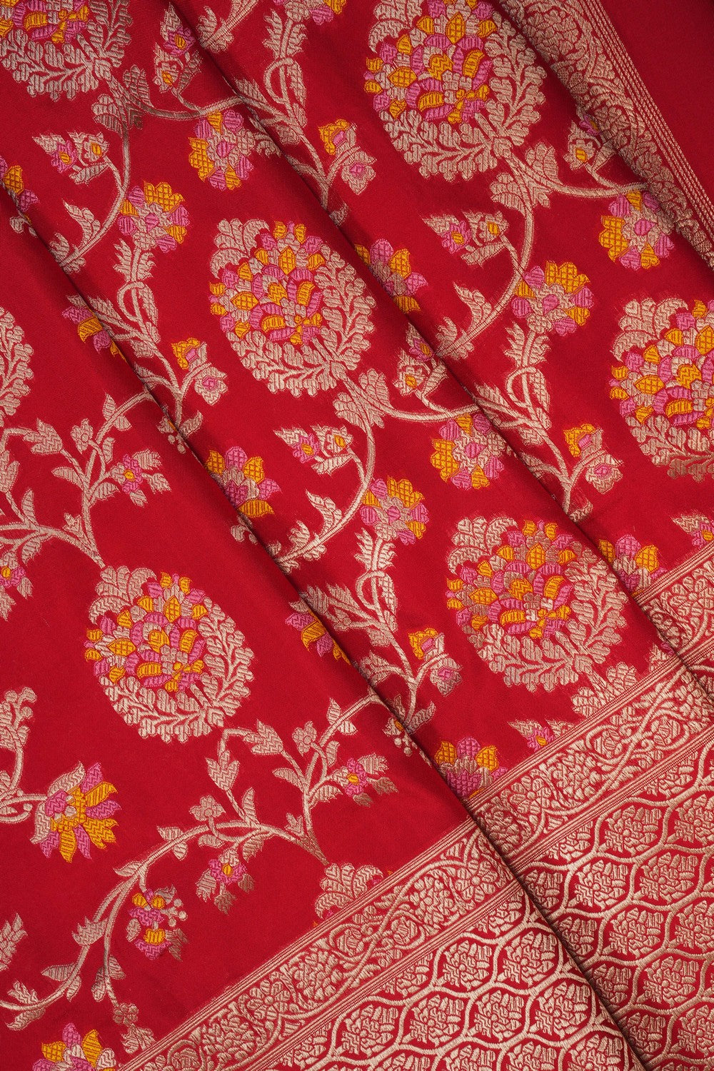 Image of Banarasi Brocade Silk Red Saree