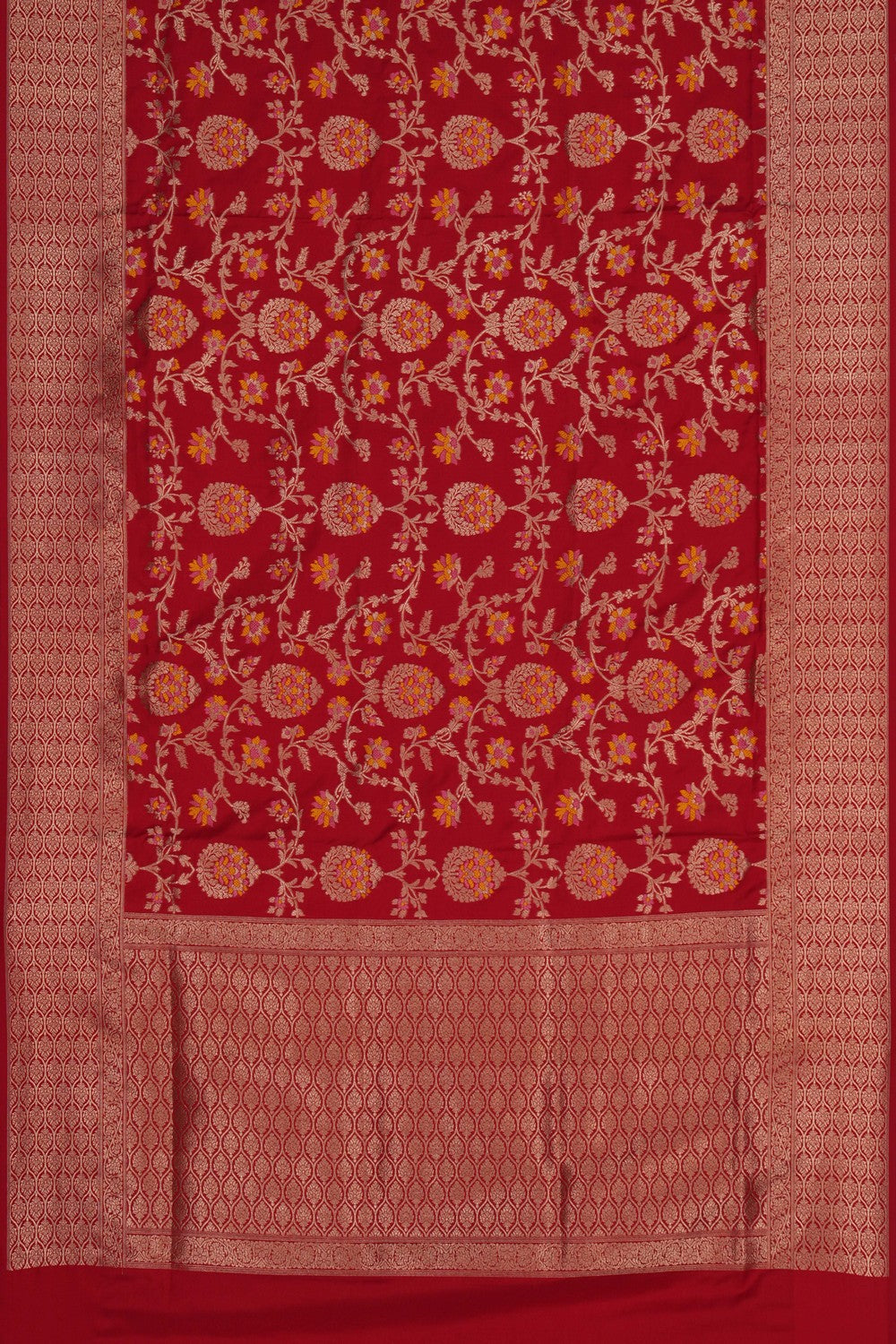Image of Banarasi Brocade Silk Red Saree