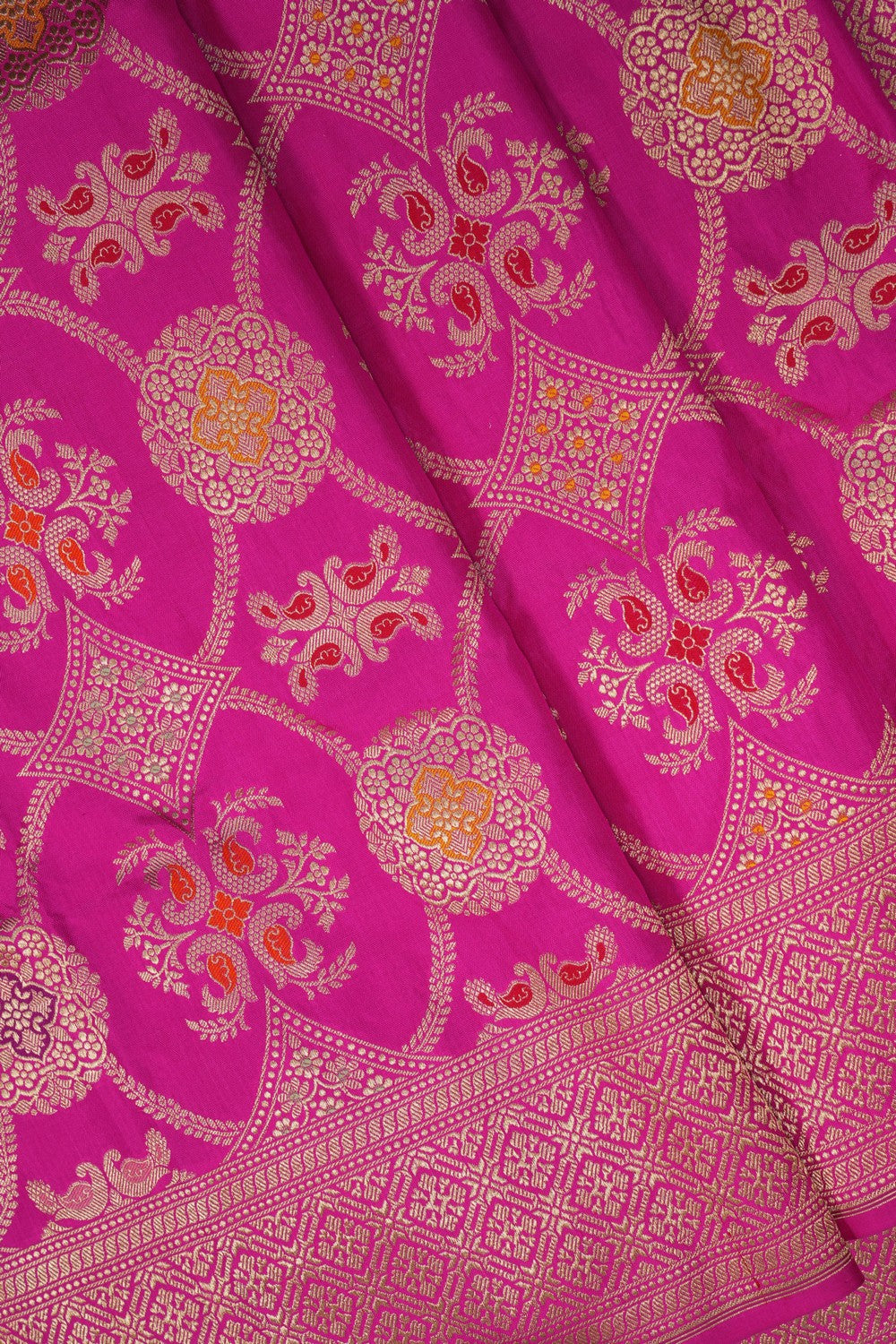 Image of Banarasi Brocade Silk Pink Saree