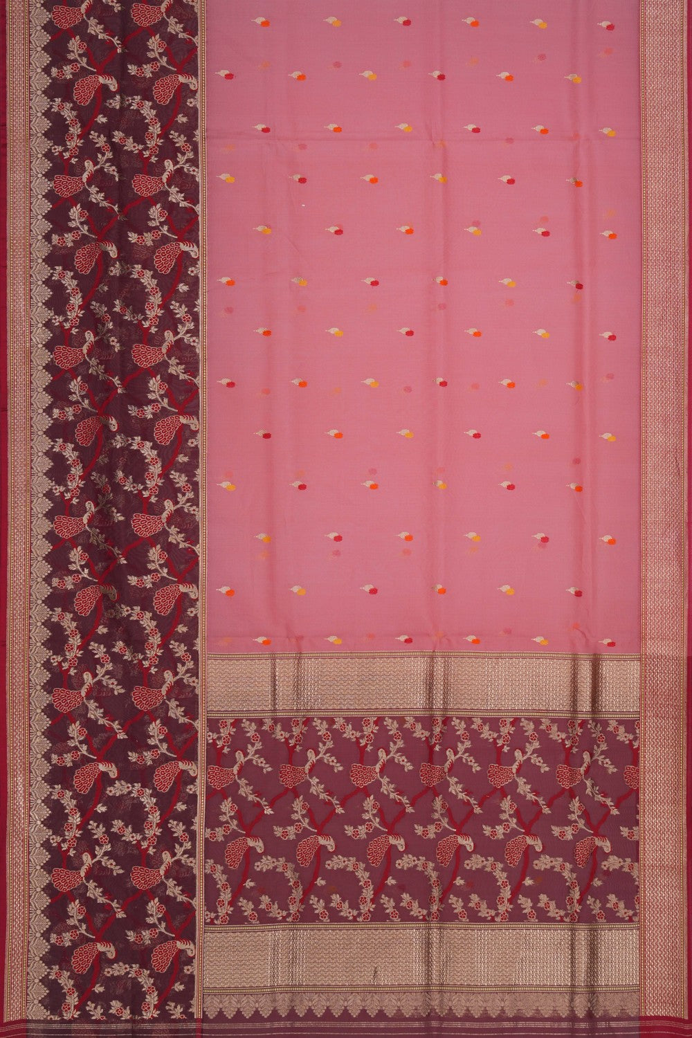 Image of Banarasi Kora Pink Saree