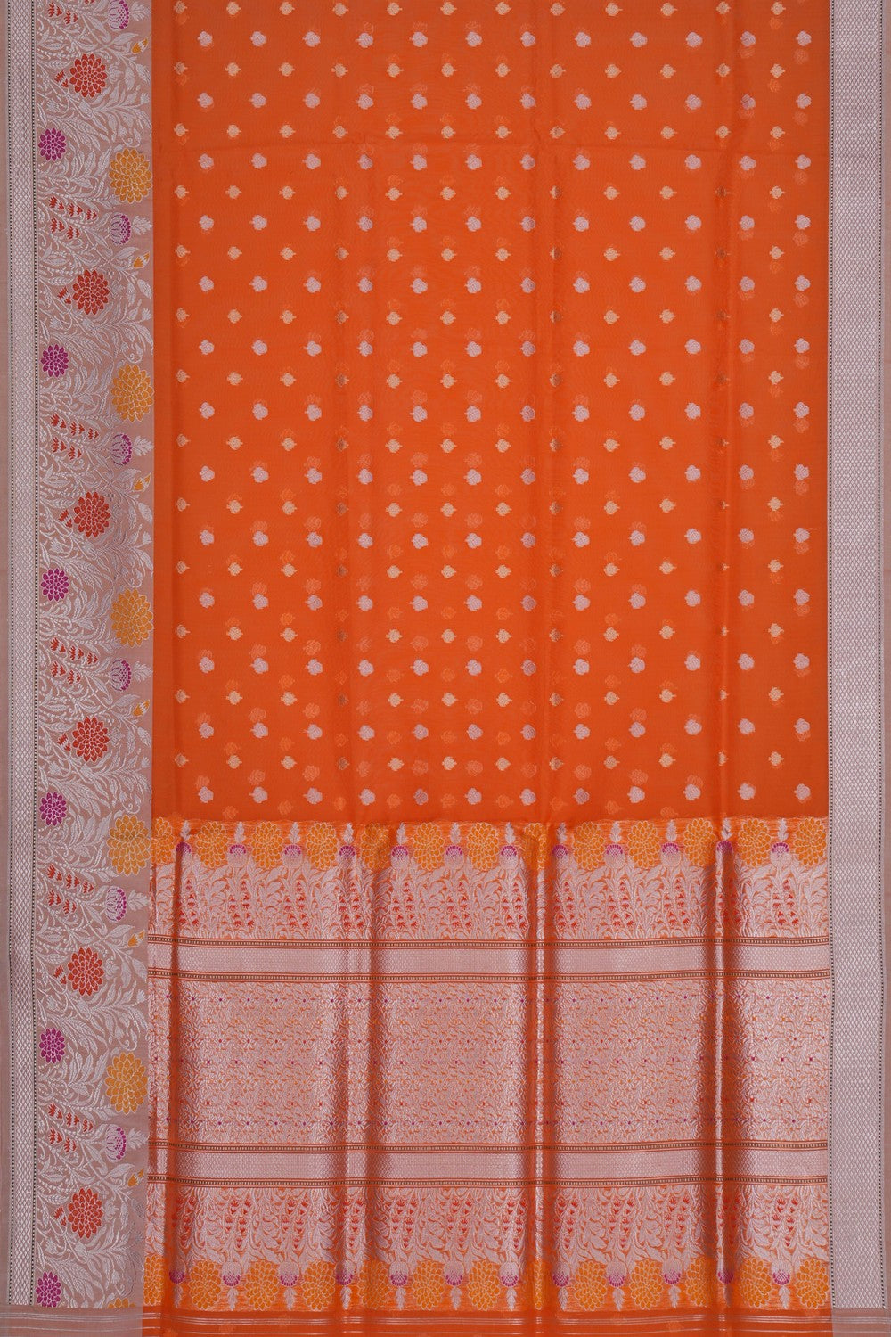 Image of Banarasi Kora Orange Saree