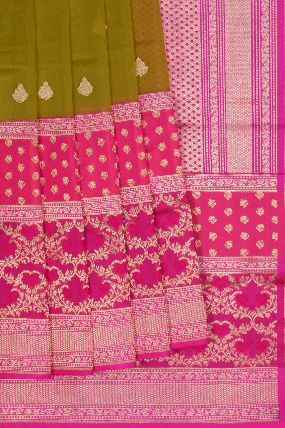 Image of Banarasi Kora Green Saree