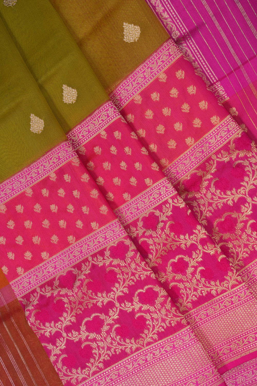 Image of Banarasi Kora Green Saree