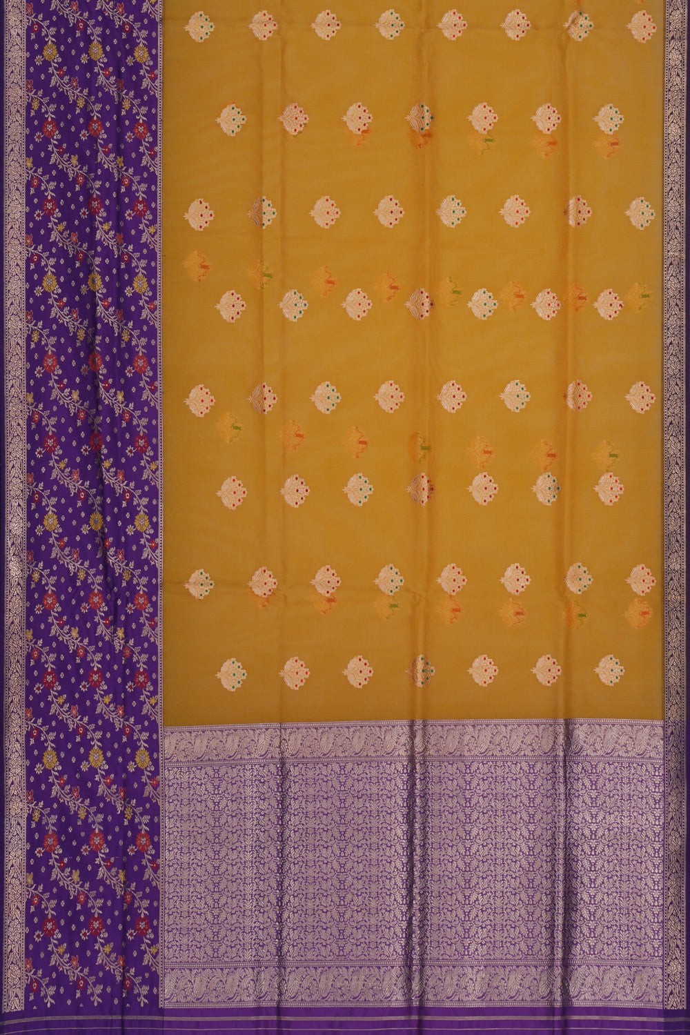 Image of Banarasi Kora Spring Yellow Saree