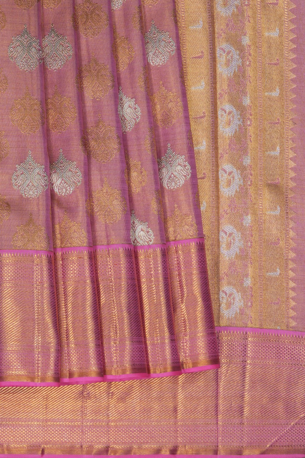 Image of A Pink Kanjivaram Silk Tissue Saree