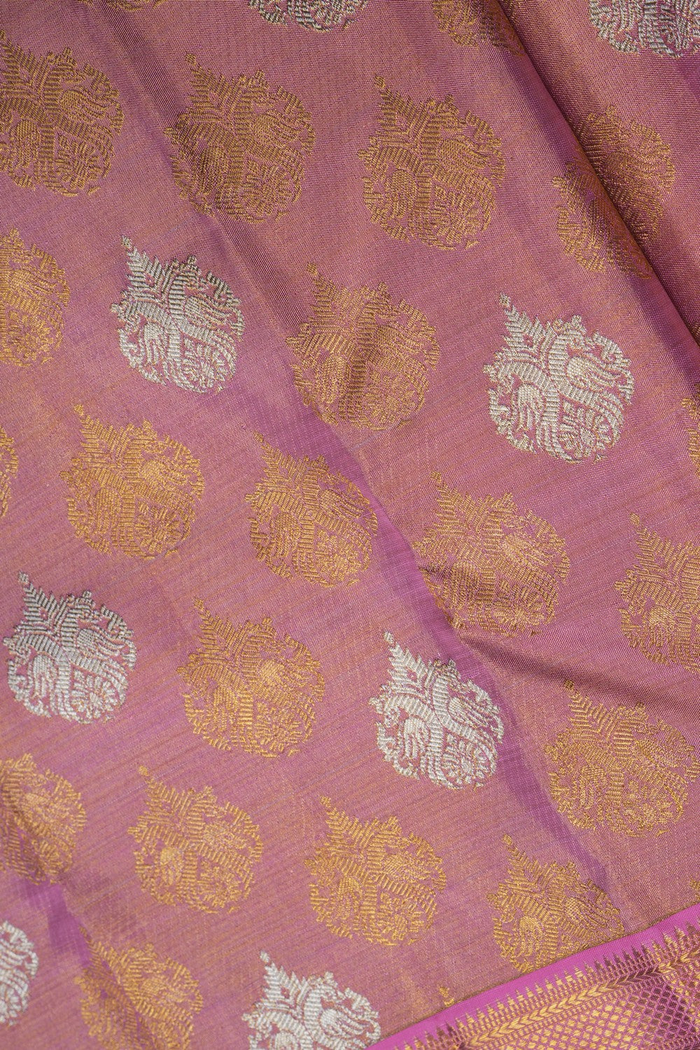 Image of A Pink Kanjivaram Silk Tissue Saree
