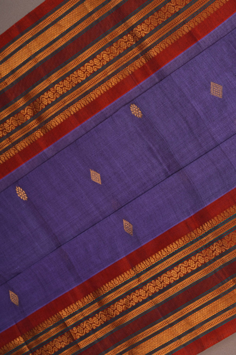 Image of Gadwal Silk Cotton Purple Saree