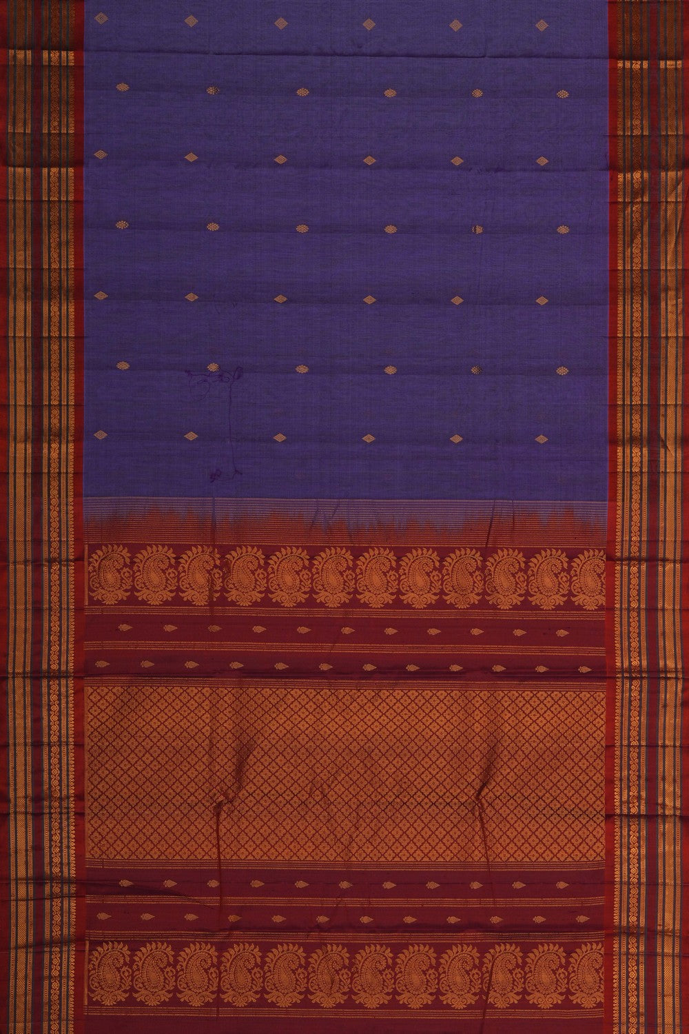 Image of Gadwal Silk Cotton Purple Saree