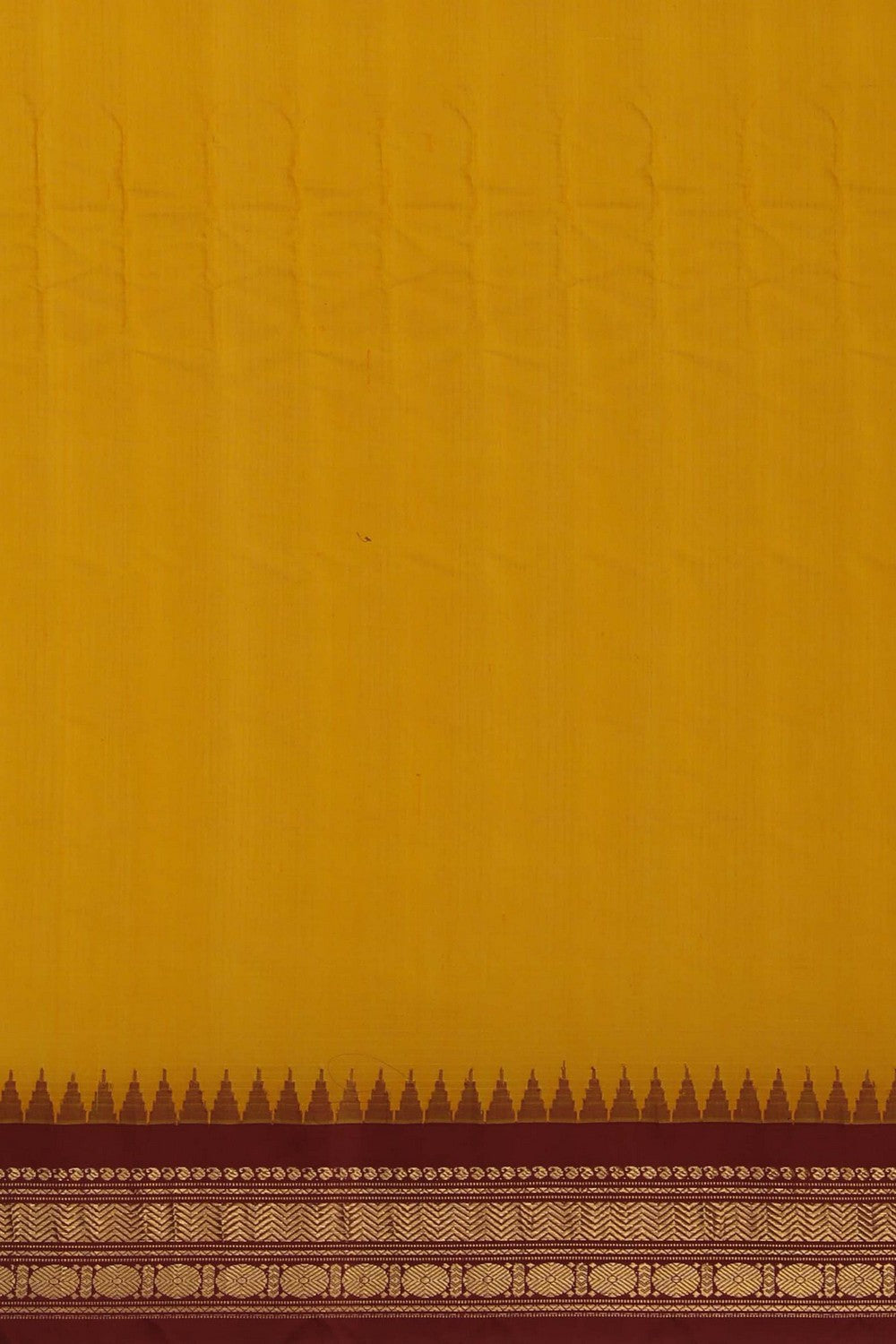 Image of Gadwal Silk Cotton Yellow Saree