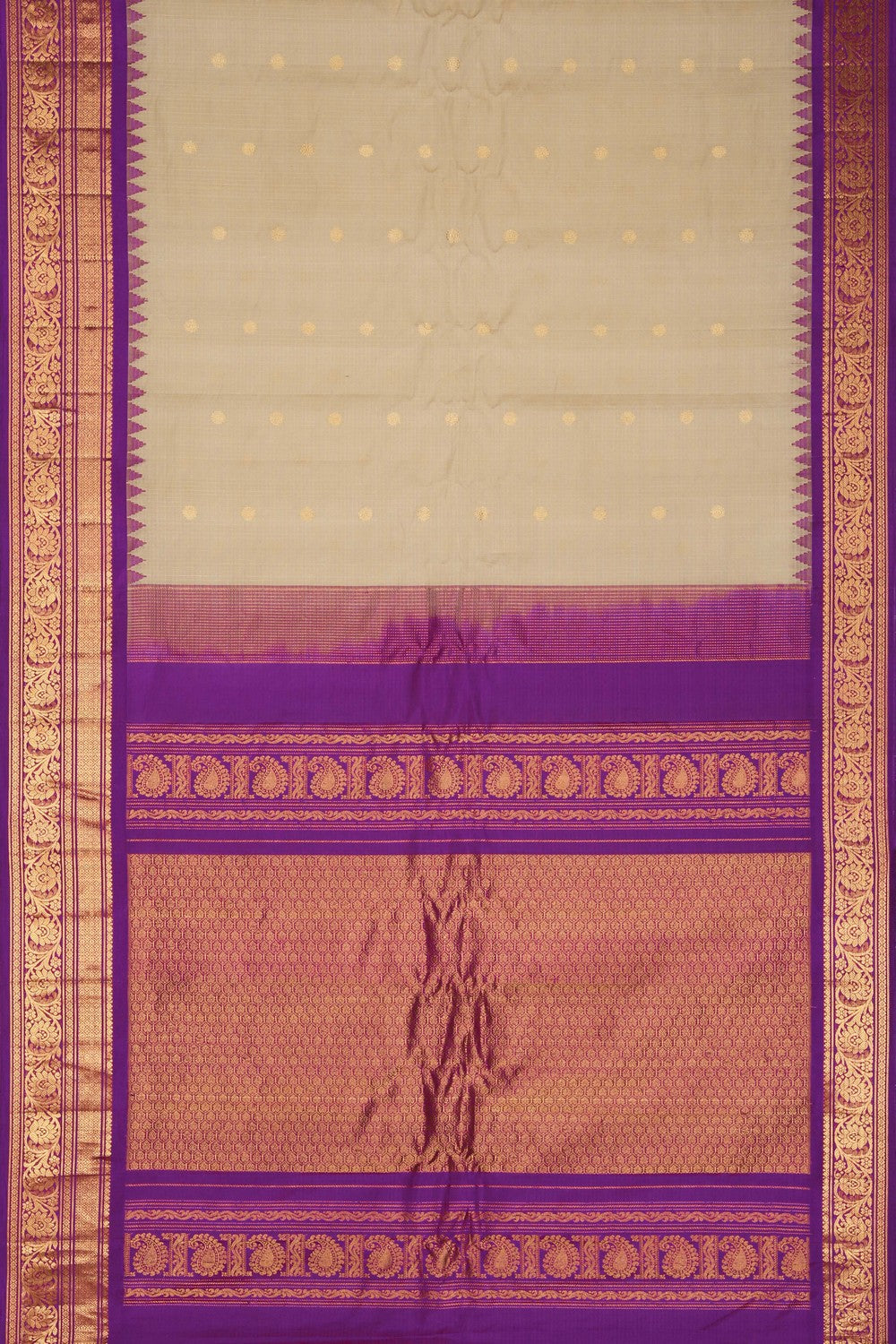 Image of Gadwal Silk Cotton Beige Saree