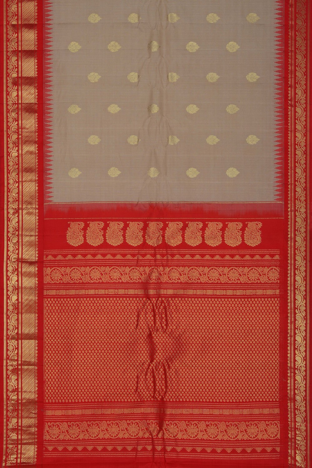 Image of Gadwal Silk Cotton Beige Saree