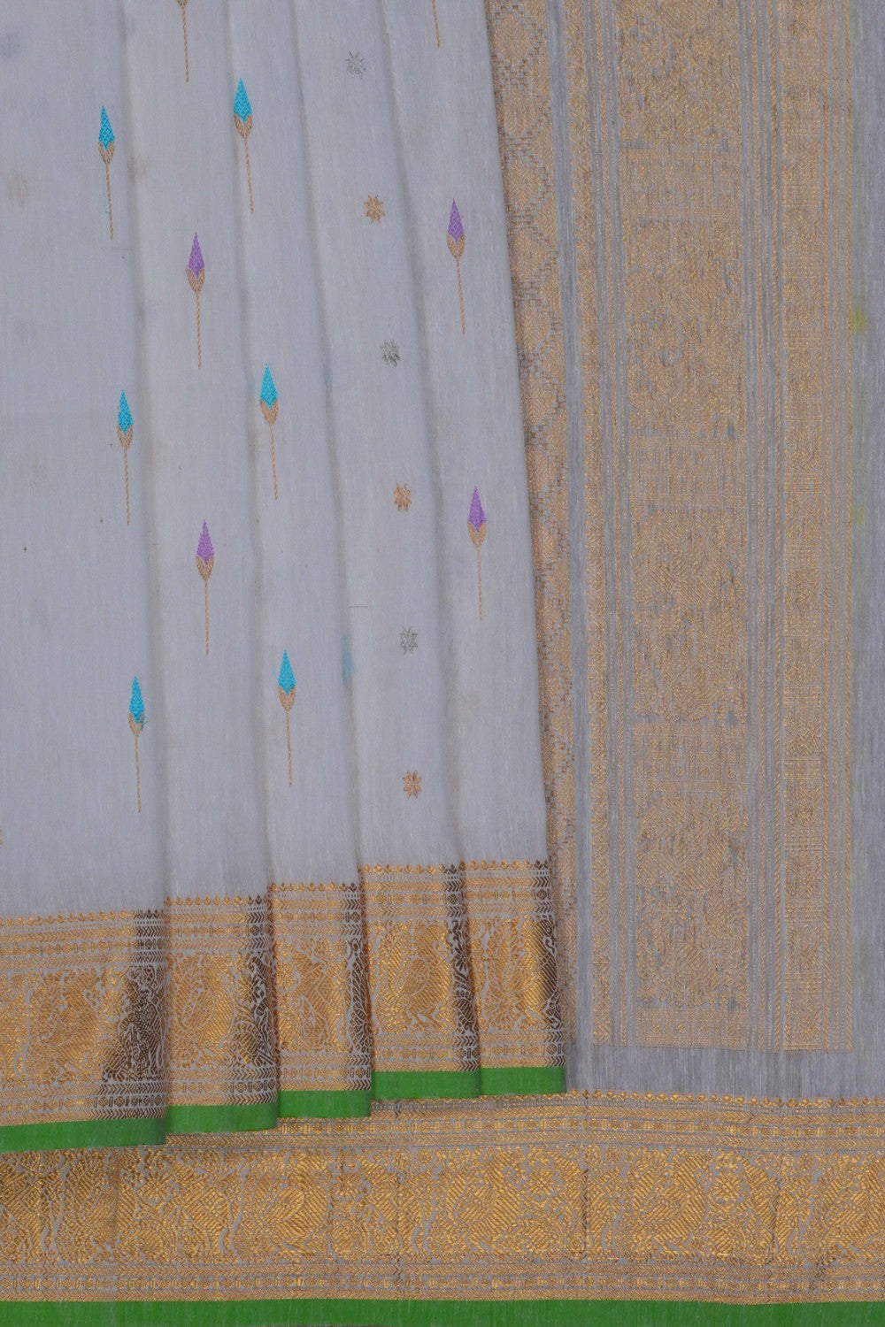 Image of Gadwal Silk White Saree