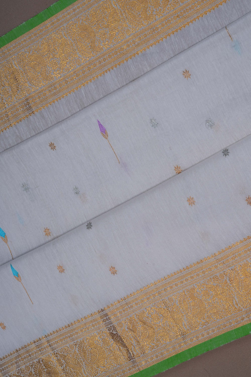 Image of Gadwal Silk White Saree