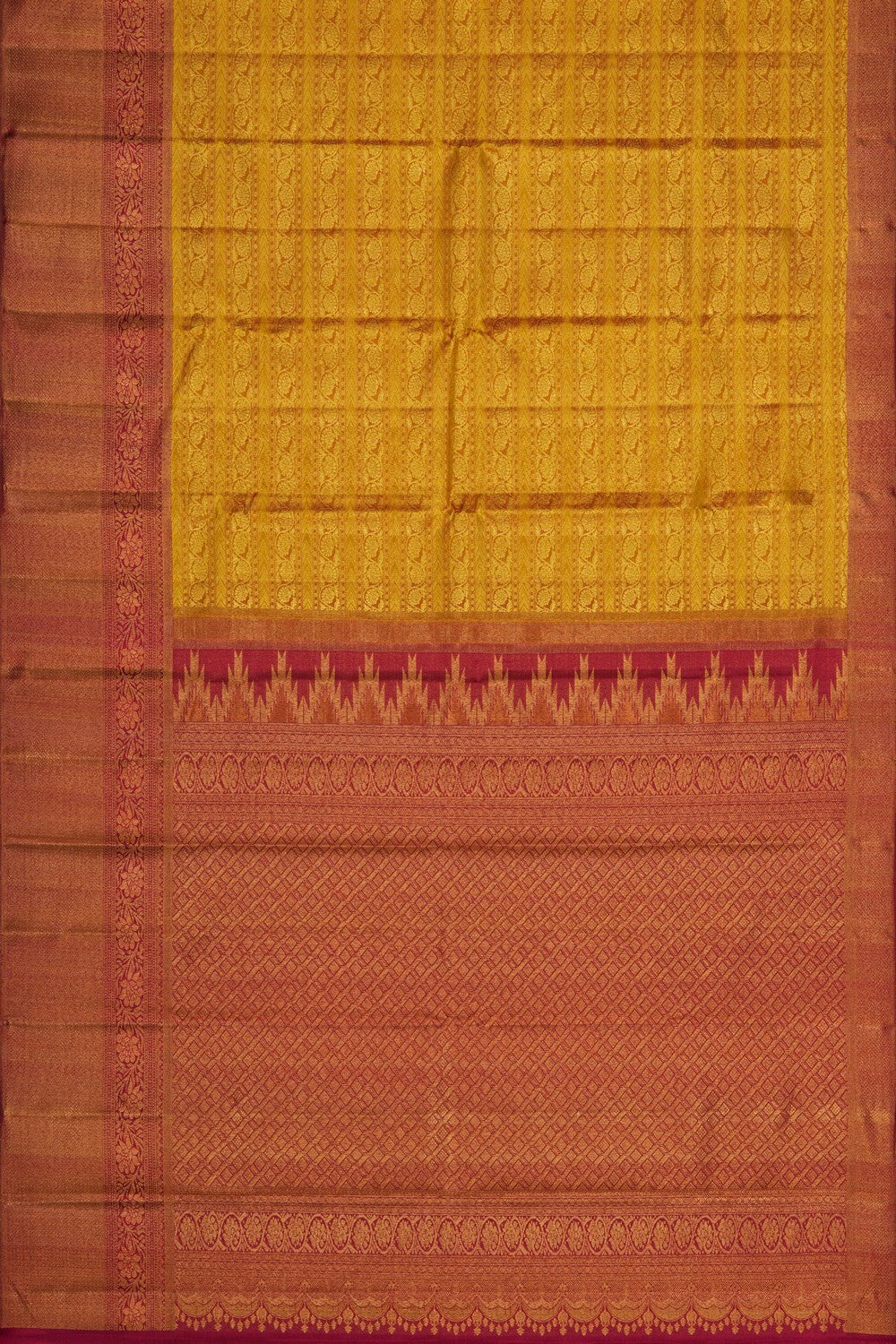 Image of A Mustard Kanjivaram Silk Brocade Saree