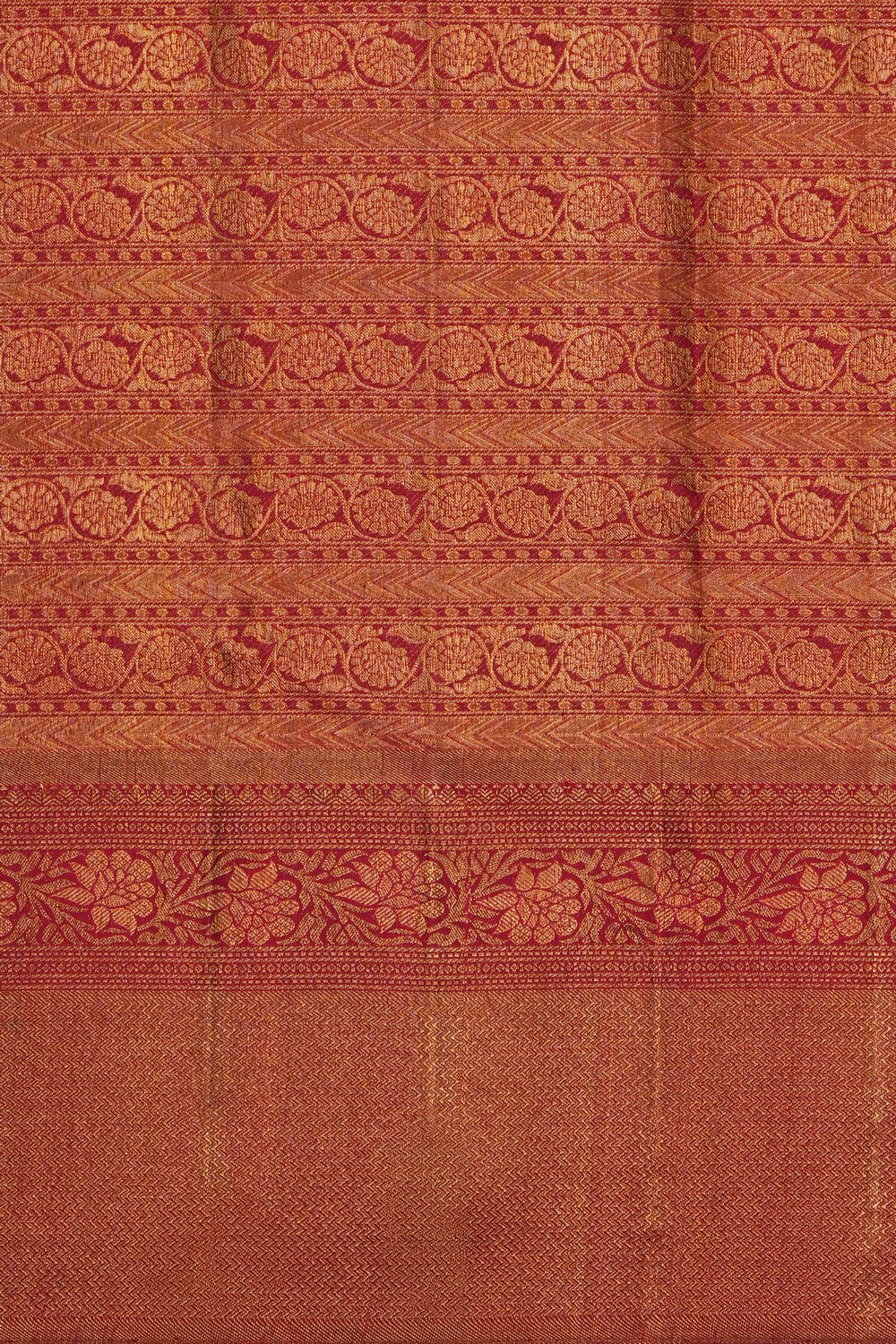Image of A Mustard Kanjivaram Silk Brocade Saree