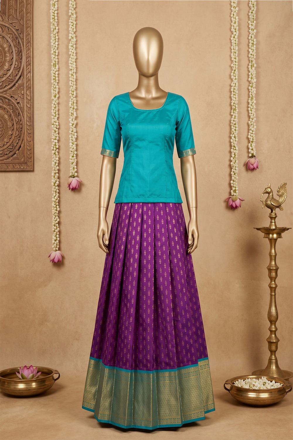 Image of Kanchipattu Pavada Unstitched Set