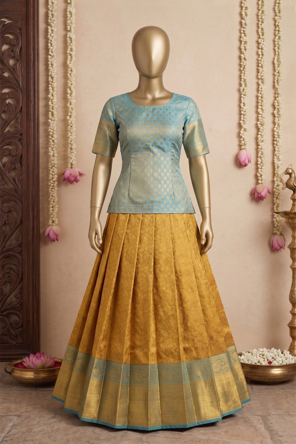 Image of Kanchipattu Pavada Unstitched Set