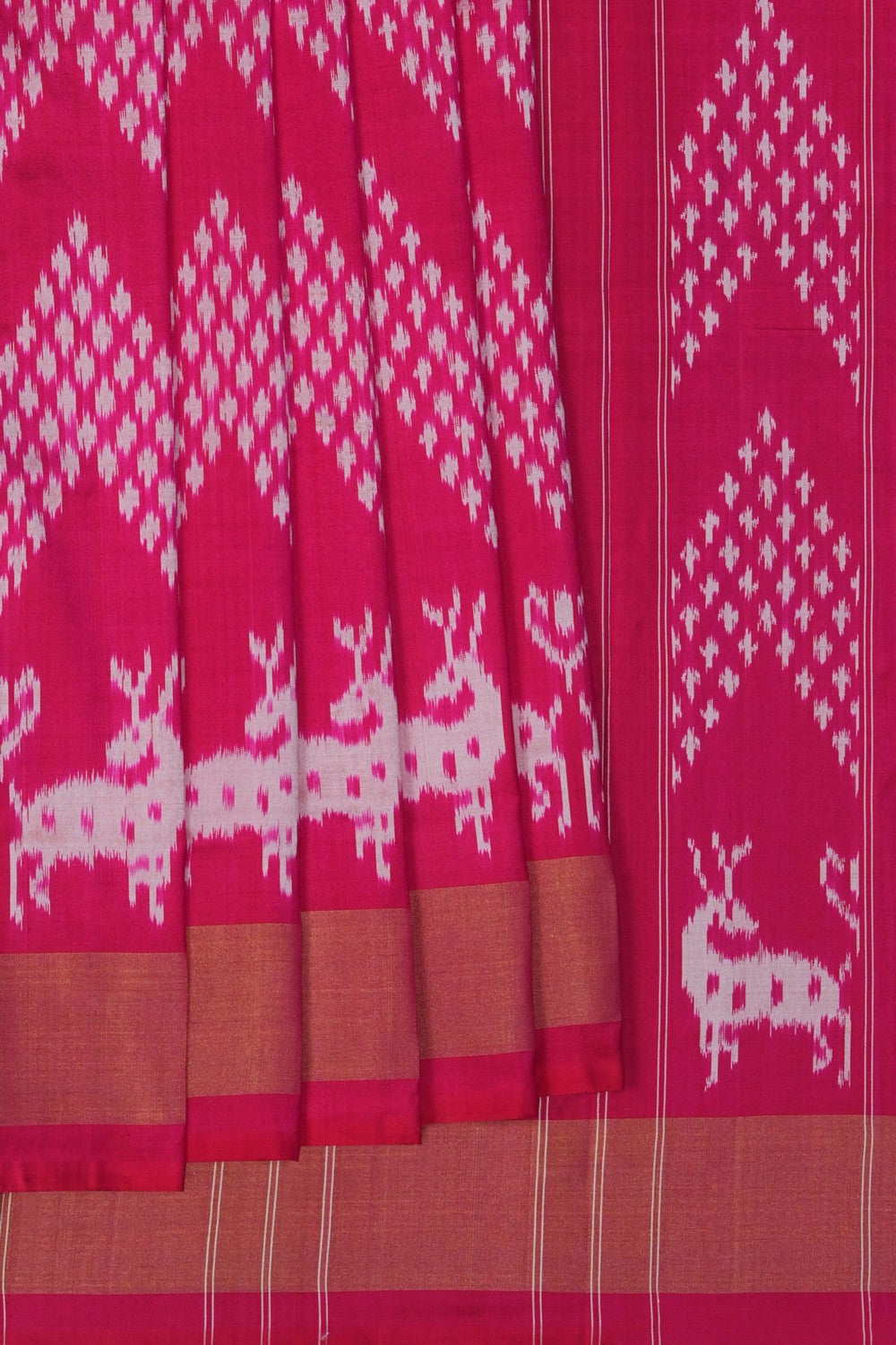 Image of Pochampally Ikat Silk Pink Saree
