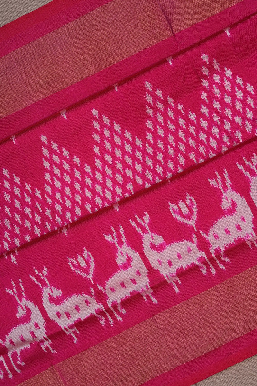 Image of Pochampally Ikat Silk Pink Saree