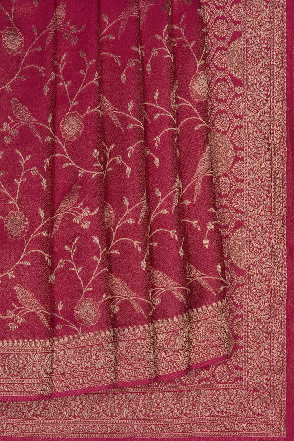 Image of A Pink Silk Aesthetic Saree