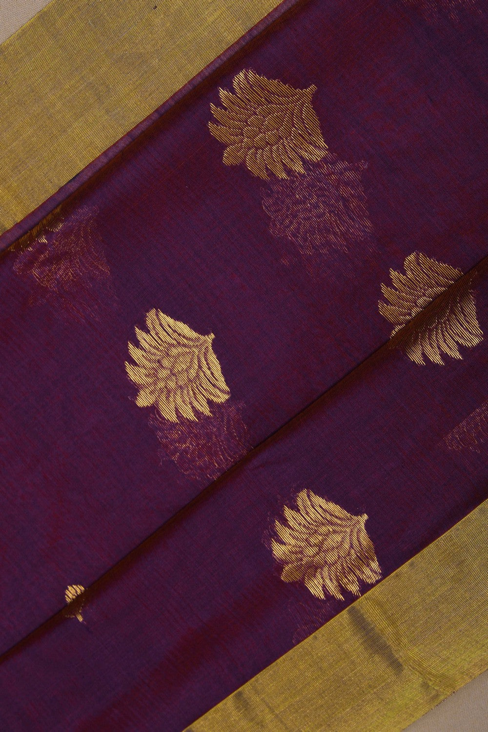 Image of Chanderi Silk Cotton Violet Saree